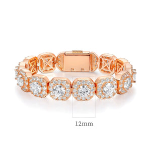 Tennis Bracelet Radiant Halo Zircon Plated Copper 10mm or 12mm