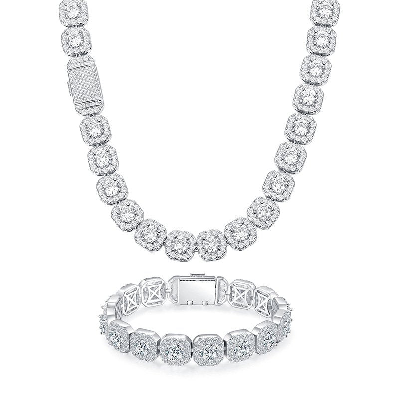 Tennis Bracelet Radiant Halo Zircon Plated Copper 10mm or 12mm