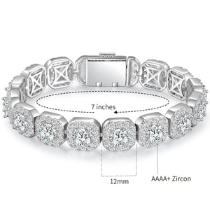 Tennis Bracelet Radiant Halo Zircon Plated Copper 10mm or 12mm