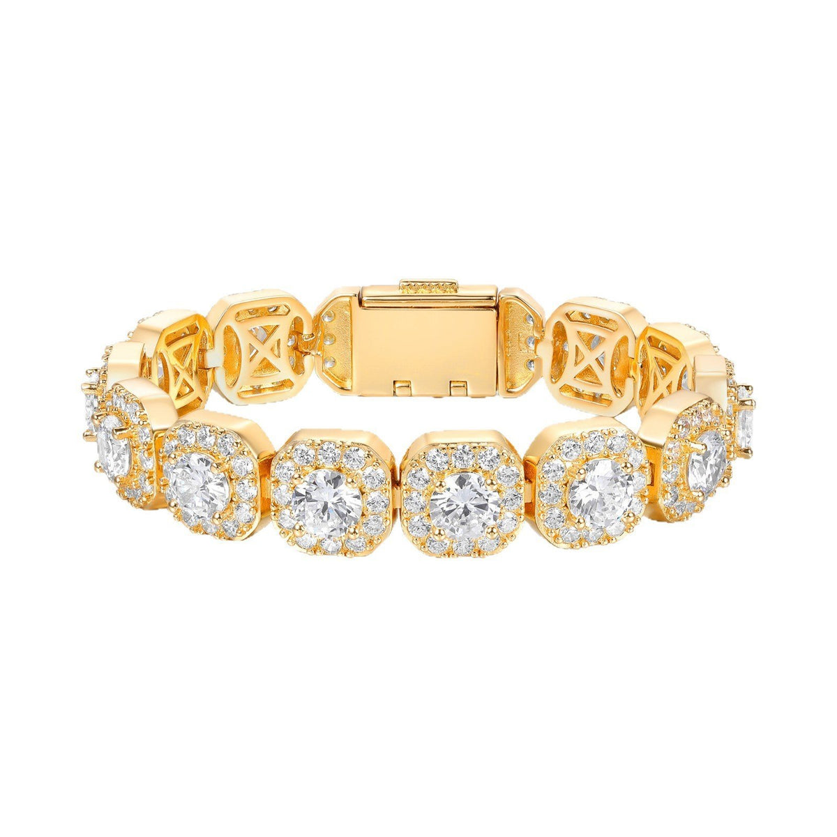 Tennis Bracelet Radiant Halo Zircon Plated Copper 10mm or 12mm