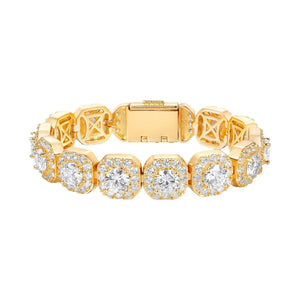 Tennis Bracelet Radiant Halo Zircon Plated Copper 10mm or 12mm