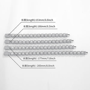 Zircon Tennis Bracelet Nova Square Halo Copper Chain, Gold or Silver Tone, 6.5–8 in