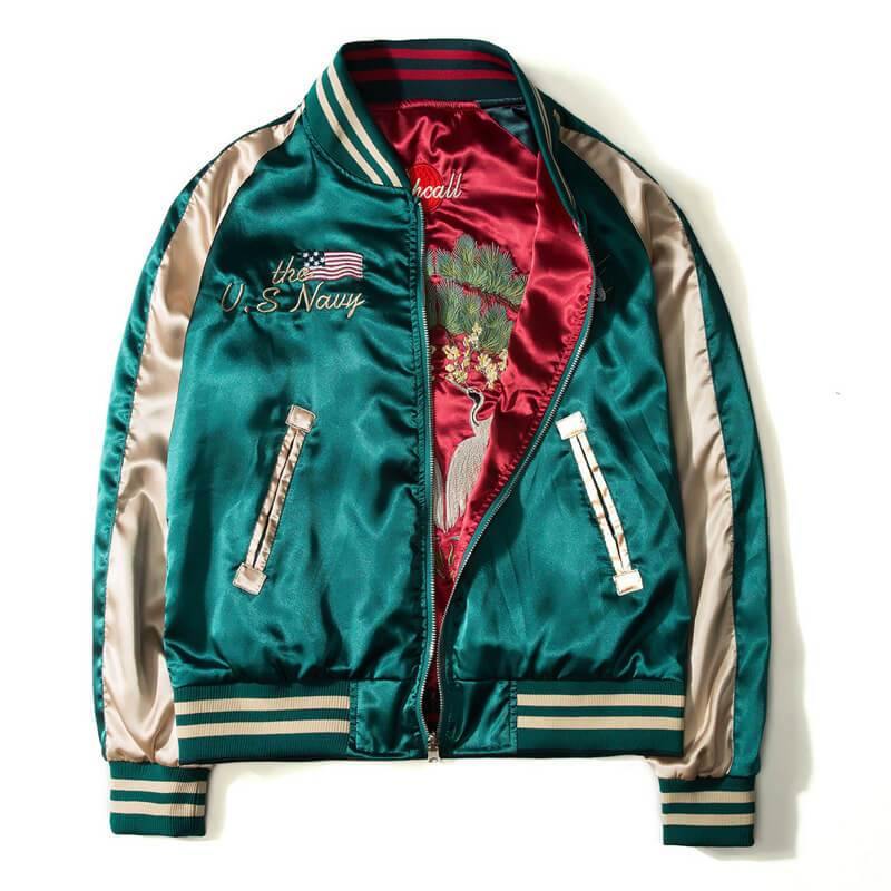 Men's Bomber Jacket Satin Double-sided