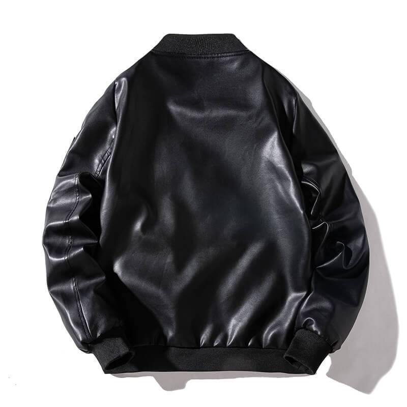 NASA Men's Leather Bomber Jacket Loose